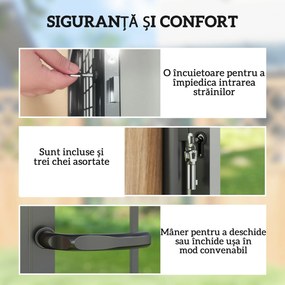 Outsunny Poartă de Grădină cu Mâner, Încuietoare și 3 Chei din Oțel Neagră | Aosom Romania