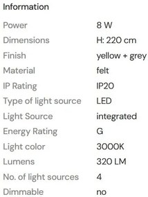 Lustra/Pendul LED design decorativ Puro galben/gri
