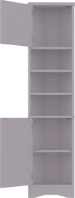 Dulap de baie triunghiular, cu rafturi reglabile și uși duble, 37x24,5x170 cm, Gri