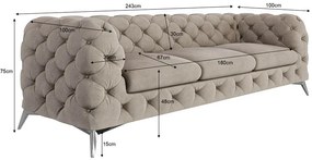 Canapea grej cu tapițerie din catifea 243 cm Chelsea – Ropez