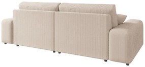 Colțar bej cu tapițerie din catifea reiată (cu colț variabil) Justin – Ropez