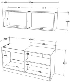 Bucatarie Alegra, Alb, L 160 cm
