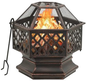 vidaXL Vatră de foc rustică, cu vătrai, 62x54x56 cm oțel, XXL
