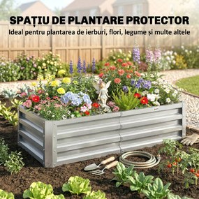 Outsunny 4' x 2' x 1' Pat de Gradina Galvanizat Inaltat, Cutie de Plantare din Metal Pat Inaltat pentru Legume, Flori, Plante si Plante Aromatice, Verde | Aosom Romania