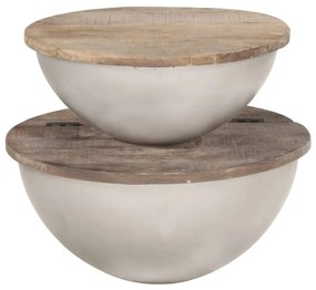 286561 vidaXL Set de măsuțe de cafea în formă de bol 2 piese lemn masiv mango