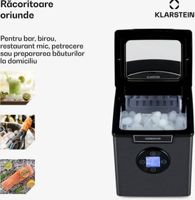 Klarstein Icemeister 2G, aparat de gheață, 12 kg / 24 ore, afișaj LCD, oțel inoxidabil