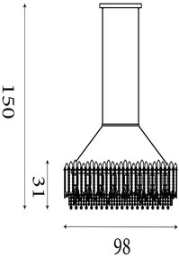 Lustra metal auriu, cristale din sticla Spear 8Lt