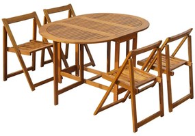 45594 vidaXL Set mobilier de exterior pliabil, 5 piese, lemn masiv de acacia