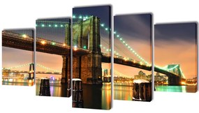 Set tablouri de perete cu imprimeu podul Brooklyn , 200 x 100 cm 200 x 100 cm, Podul Brooklyn