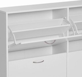 HOMCOM Dulap Pantofi pentru 24 Perechi, Design Eficient din Lemn, Alb, 120x24x81cm | Aosom Romania
