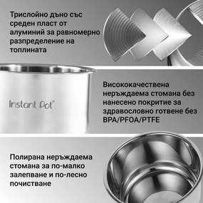 Instant Pot Duo Crisp Ultimate Lid 140005901, 1500W, 6.2L, 11 programe, coș Ultimate Lid, EvenCrisp, negru