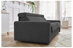 Canapea gri închis extensibilă cu tapițerie din catifea reiată 195 cm Monaco – Bobochic Paris