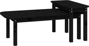 vidaXL Set măsuțe de cafea, 2 piese, negru, lemn masiv de pin