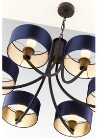 Jupiter 2102 - Candelabru cu lanț ARTHUR 6xE27/15W/230V albastru/negru