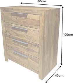 Comoda cu 4 sertare din lemn masiv PURE 100cm