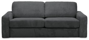 Canapea gri închis extensibilă cu tapițerie din catifea reiată 195 cm Nona – Makamii