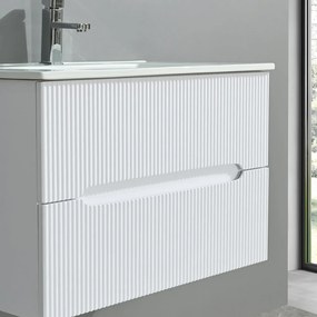 Trent 80 dulap de baie inferior cu chiuvetă ceramică 2 sertare, alb