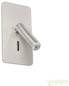 Lampa de perete cu reader LED incastrabila design modern minimalist SUAU nickel 62126