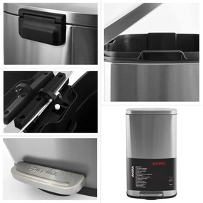 Coș de gunoi cu pedală soft-close Spirella Akira 50 l, oțel inoxidabil periat, 50 l