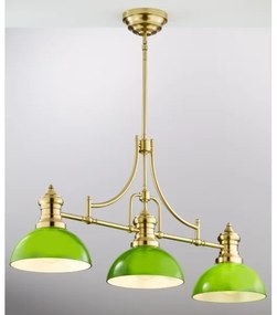 Lustră cu tijă PLATINO Jupiter 2074, 3xE27/15W/230V, verde/auriu