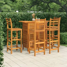 3115999 vidaXL Set mobilier de bar de grădină, 5 piese, lemn masiv de acacia