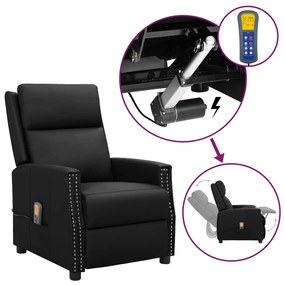 3093218 vidaXL Fotoliu rabatabil de masaj cu ridicare, negru, piele ecologică