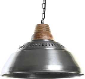 Lustră suspendată din metal și lemn de mango, argintiu și maro, finisaj patinat, 31 x 43 cm, „Verdun”