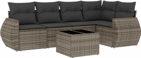 vidaXL Set mobilier grădină cu perne, 6 piese, gri, poliratan