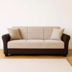 Canapea extensibila 3 loc cu spatiu de depozitare – stofa maro si maro deschis – Country
