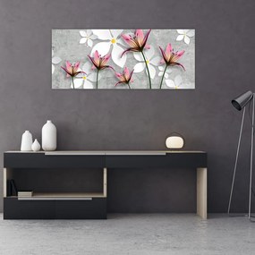Tablou cu abstracție florală (120x50 cm)
