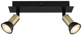 Aplica de perete / tavan 2L design modern Drew negru, auriu