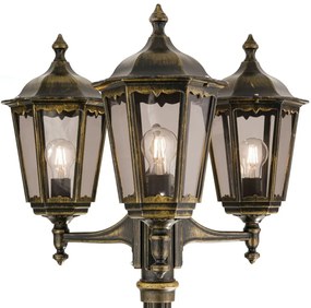 Stalp iluminat exterior stil clasic IP43 HP255 Puchberg AL 11K/82579 schwarz-gold/rauch OR