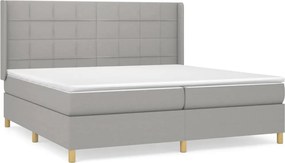 vidaXL Pat box spring cu saltea, gri deschis, 200x200 cm, textil