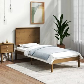 3104771 vidaXL Cadru de pat single, maro miere, 90x190 cm, lemn masiv