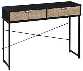 HOMCOM Consolă Elegantă cu 2 Sertare, Masă Metalică pentru Hol, Design Modern, Negru | Aosom Romania