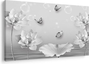Tablou - Design flori și fluturi (90x60 cm)