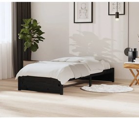 814938 vidaXL Cadru de pat, negru, 90x200 cm, lemn masiv