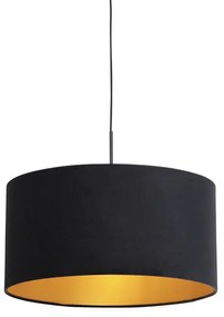Lampă suspendată cu abajur din catifea neagră cu auriu 50 cm - Combi