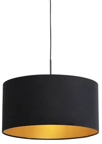 Lampă suspendată cu abajur din catifea neagră cu auriu 50 cm - Combi