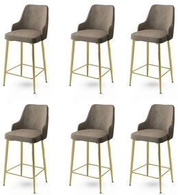 Set de scaune de bar Enox Cappuccino și Gold, 6bucăți