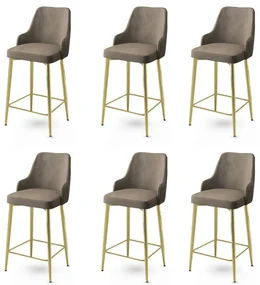 Set de scaune de bar Enox Cappuccino și Gold, 6bucăți