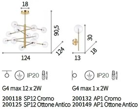 Candelabru design clasic EQUINOXE SP12 CROMO, D-124cm 200118