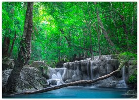 Tablou pe sticlă - Cascada Erawan, Kanchanaburi, Thailanda (70x50 cm)
