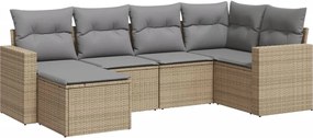 vidaXL Set canapele de grădină cu perne, 6 piese, bej, poliratan