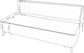 Canapea extensibila Sofie, cu lada pentru depozitare, 3 locuri, 203x92x86 cm, Mint