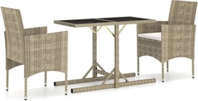 vidaXL Set mobilier de grădină, 3 piese, bej