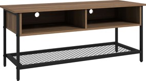 Dulap SuportTV pana la 48" in Stil Industrial, Mobiler Jos cu Rafturi din Lemn si Otel, 110x40x48cm, Maro si Negru HOMCOM | Aosom Romania