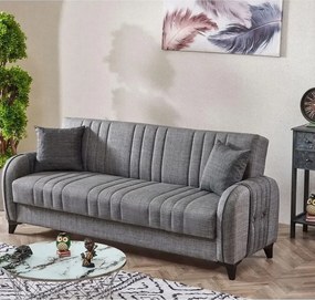 Canapea extensibila cu spatiu de depozitare 220x87x93 cm – stofa gri – Elegance