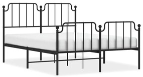 373905 vidaXL Cadru pat metalic cu tăblie de cap/picioare , negru, 140x190 cm