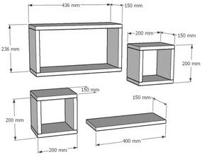 SET 4x etajeră de perete BABI albă